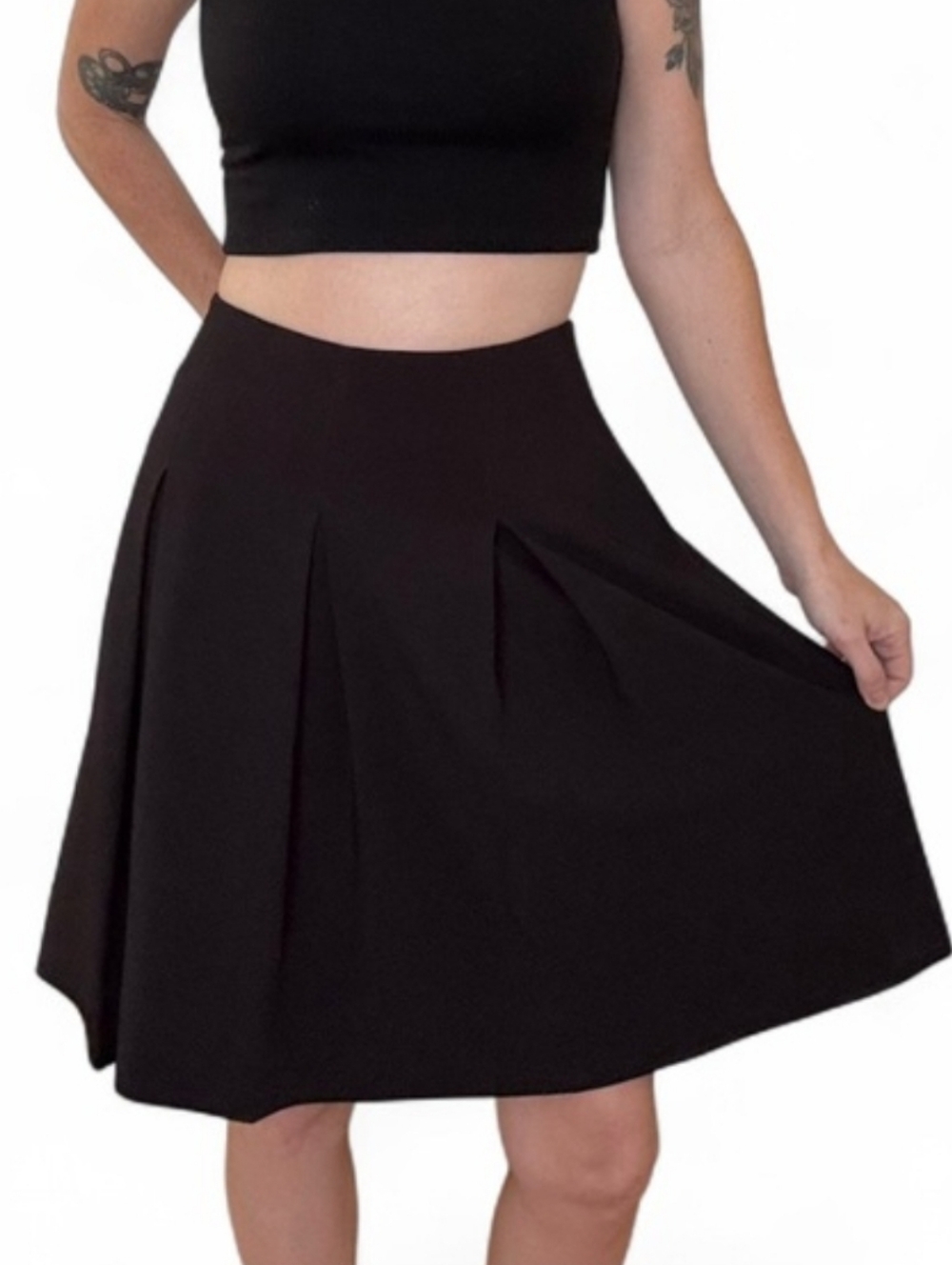 White House Black Market Black Pleated Circle Skirt